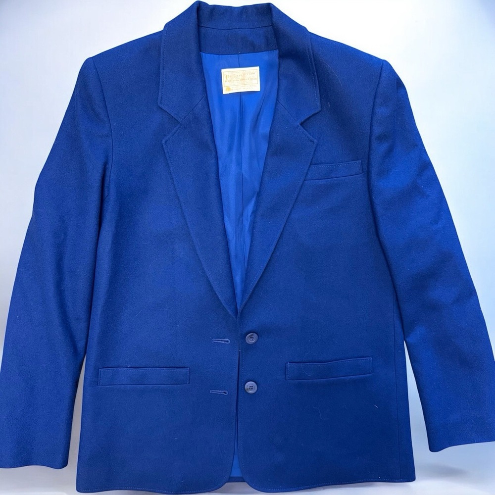 Vintage Pendleton Blazer Sport Coat Mens 38 Blue 100%‎ Virgin Wool Jacket USA
